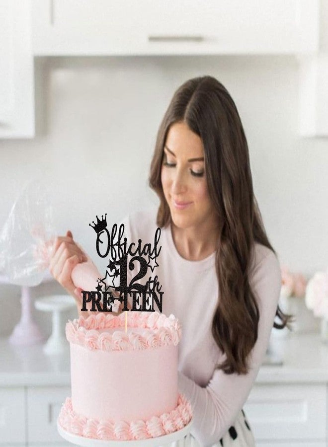 Confetti! 1pc Black Official Pre-teen 12 Cake Topper Glitter Happy 12th Birthday Cake Pick Cheers to 12 Years Old Cake Decorations for Teen 12th Birthday Party Supplies (Black) - Image 4